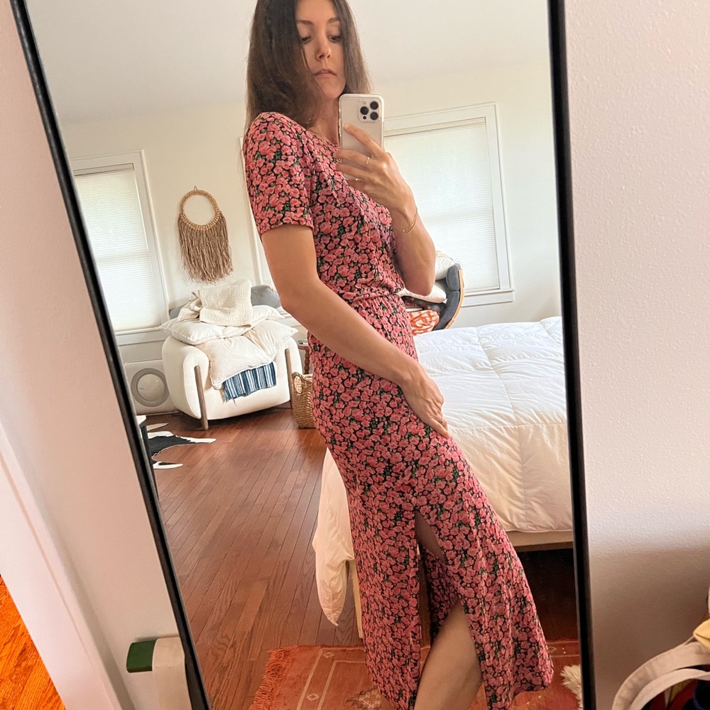 Sezane floral backless dress